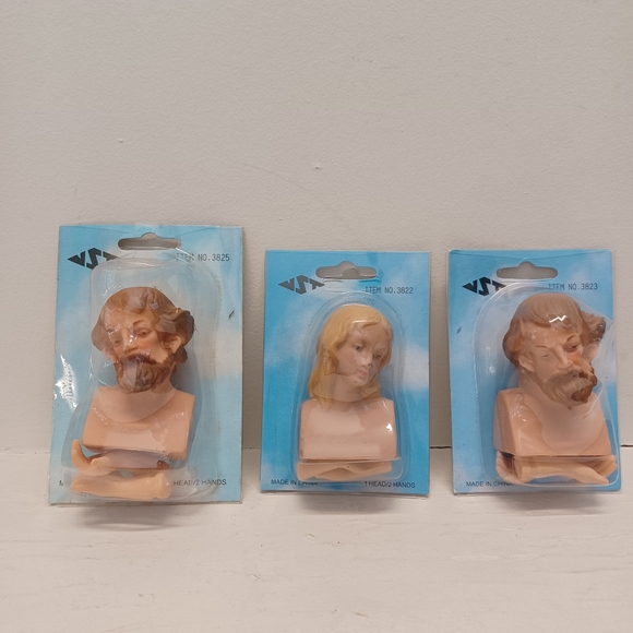 Joseph / Mary Plastic Vinyl Head And Hands Doll Parts Religious Divinity - Picture 1 of 5